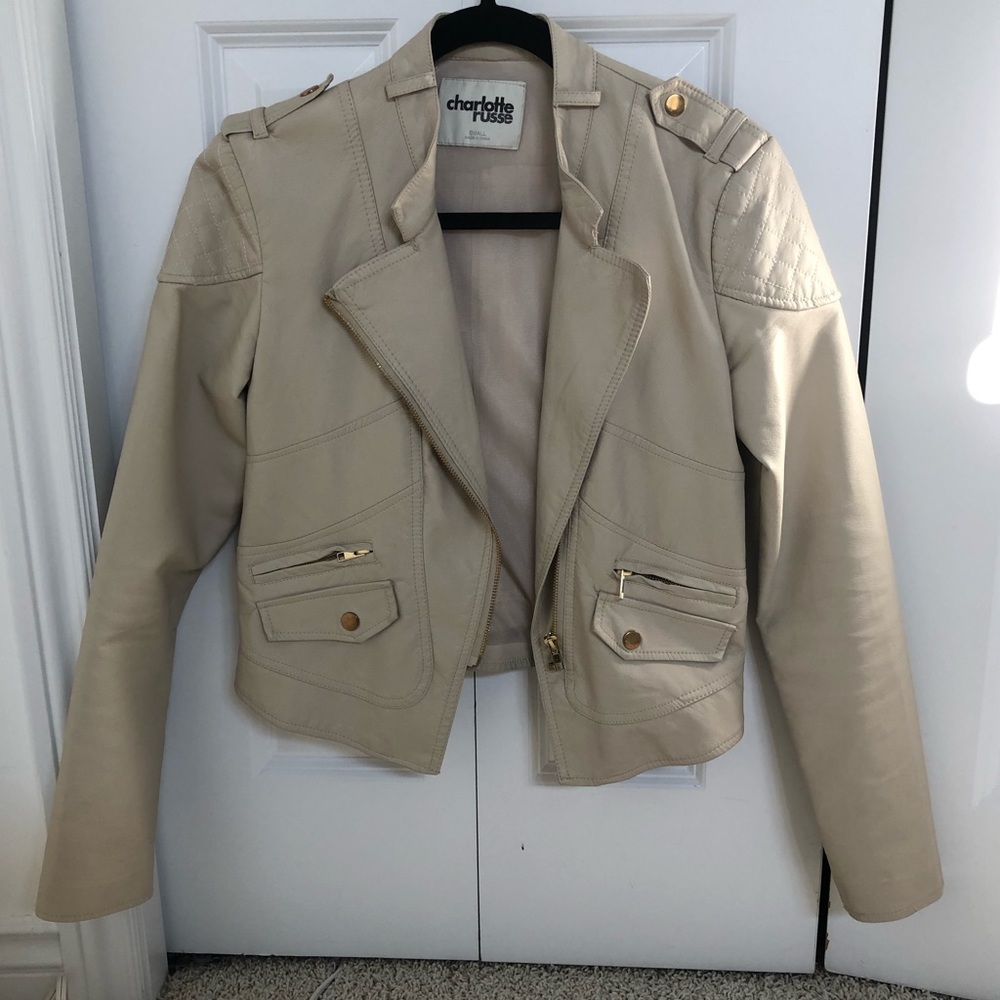 Charlotte Russe leather jacket in white cream